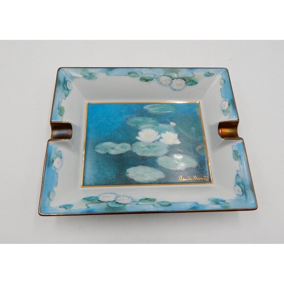 Goebel Artis Orbis Fleurs de Soir Ashtray Cigar Claude Monet Rectangle - Picture 3 of 10
